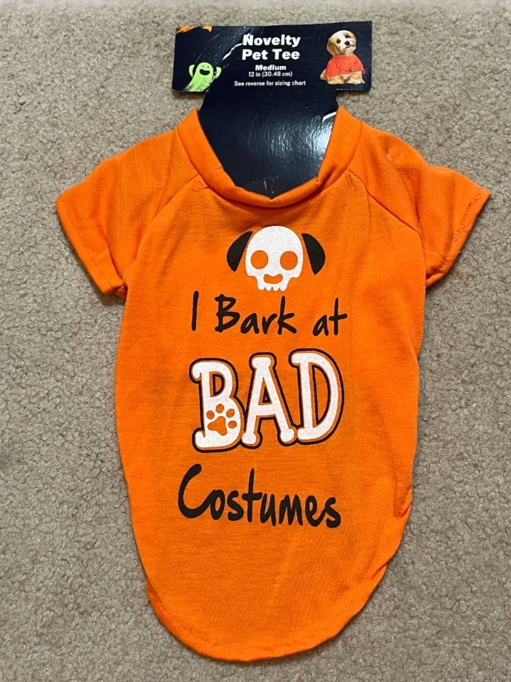 Halloween Novelty Pet Tee 🎃🐾 | “I Bark at BAD Costumes” | Medium | NWT
